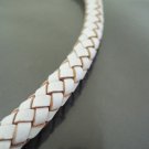 Half Yard 9mm White Genuine Braided Round Leather Cord