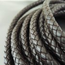 Half Yard 8mm Brown Genuine Braided Round Leather Cord