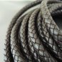 Half Yard 8mm Brown Genuine Braided Round Leather Cord