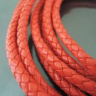 1 Yard 5mm Red Genuine Braided Round Leather Cord