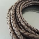 1 Yard 5mm Brown Genuine Braided Round Leather Cord