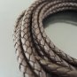 1 Yard 5mm Brown Genuine Braided Round Leather Cord