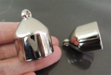 Finding - 2 pcs Silver Lage End Cap with Loop ( Inside 18mm )