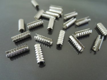 Finding - 10 pcs Silver Crimp Round Tone Tube Fold Over End Cap without Loop 13mm x 4.5mm
