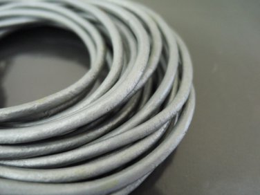 1 Yard 3mm Metallic Silver Genuine Round Leather Cord