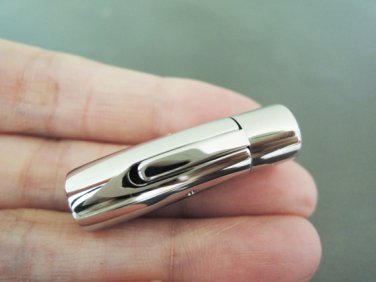 Finding - 1 Set of Silver Round Stainless Steel Buckle Clasp 30mm x 9mm ( Inside 7mm Diameter )