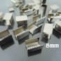 Finding - 10 pcs Silver Plated Flat Clamp Fold Over End Cap Crimps ( Inside 8mm )