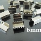 Finding - 10 pcs Silver Plated Flat Clamp Fold Over End Cap Crimps ( Inside 6mm )