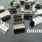 Finding - 10 pcs Silver Plated Flat Clamp Fold Over End Cap Crimps ( Inside 6mm )