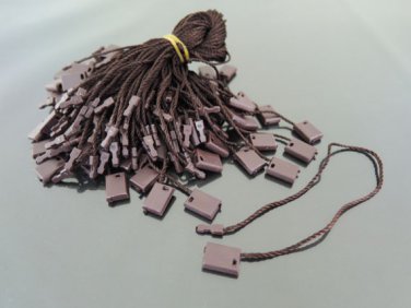 100pcs Dark Brown Hang Tag String with Plastic Fastener