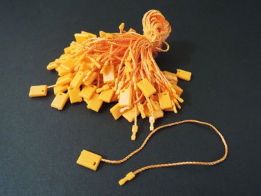 100pcs Orange Hang Tag String with Plastic Fastener