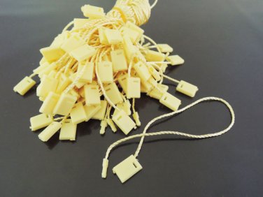 100pcs Yellow Hang Tag String with Plastic Fastener