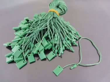 100pcs Green Hang Tag String with Plastic Fastener