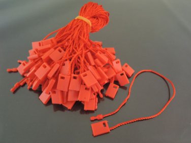 100pcs Red Hang Tag String with Plastic Fastener