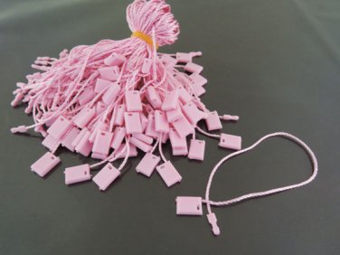 100pcs Pink Hang Tag String with Plastic Fastener