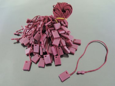 100pcs Dark Red Hang Tag String with Plastic Fastener
