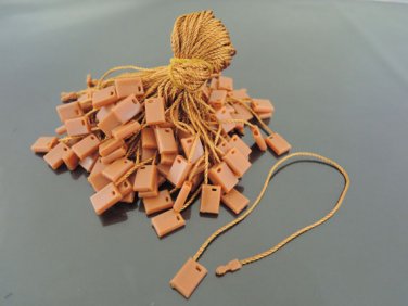 100pcs Topaz Brown Hang Tag String with Plastic Fastener