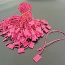 100pcs Hot Pink Brown Hang Tag String with Plastic Fastener
