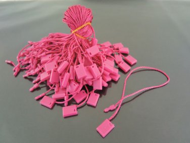 100pcs Hot Pink Brown Hang Tag String with Plastic Fastener