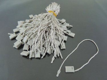 100pcs Light Grey Hang Tag String with Plastic Fastener