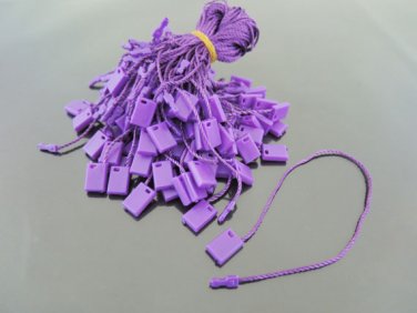 100pcs Purple Hang Tag String with Plastic Fastener