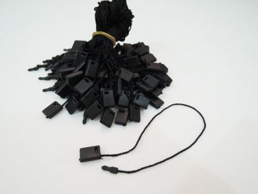 100pcs Black Hang Tag String with Plastic Fastener