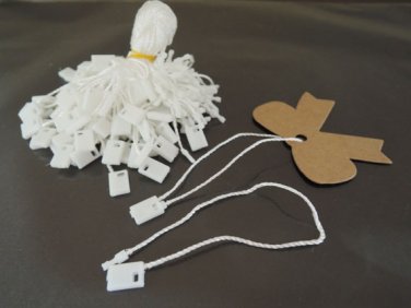 100pcs White Hang Tag String with Plastic Fastener