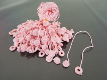 100pcs Pink Hang Tag String with Round Plastic Fastener