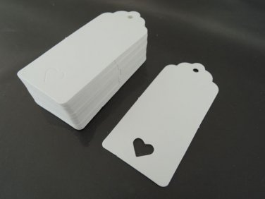 50pcs White Cardbroad Paper Tags Hang Tag Heart Wedding Tag