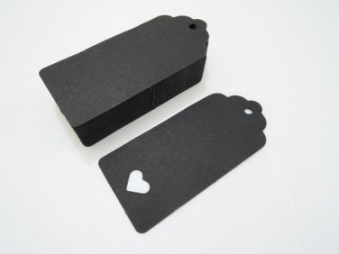 50pcs Black Paper Tags Hang Tag Heart Wedding Tag