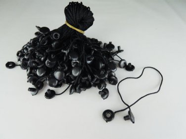 100pcs Black Hang Tag String with Round Plastic Fastener
