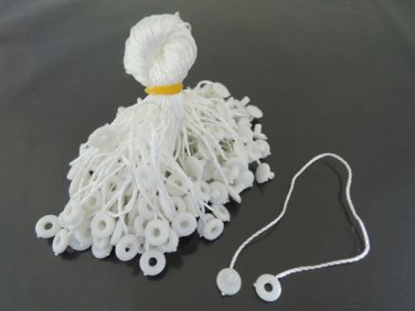100pcs White Hang Tag String with Round Plastic Fastener