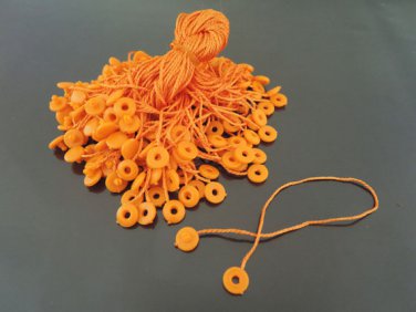 100pcs Orange Hang Tag String with Round  Plastic Fastener