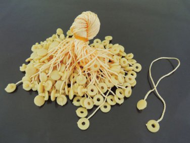 100pcs Yellow Hang Tag String with Round  Plastic Fastener