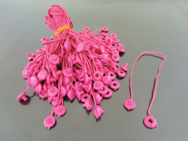 100pcs Hot Pink Hang Tag String with Round  Plastic Fastener