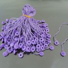 100pcs Purple Hang Tag String with Round  Plastic Fastener