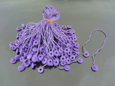 100pcs Purple Hang Tag String with Round  Plastic Fastener