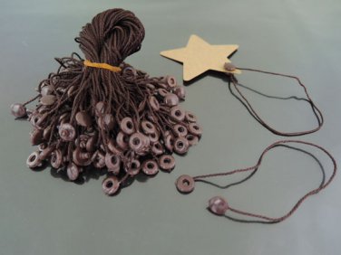 100pcs Brown Hang Tag String with Round  Plastic Fastener