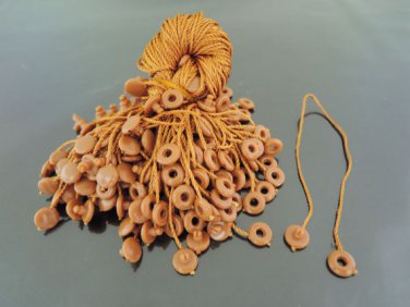 100pcs Topaz Brown Hang Tag String with Round  Plastic Fastener