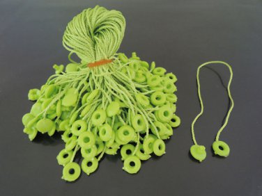 100pcs Apple Green Hang Tag String with Round Plastic Fastener