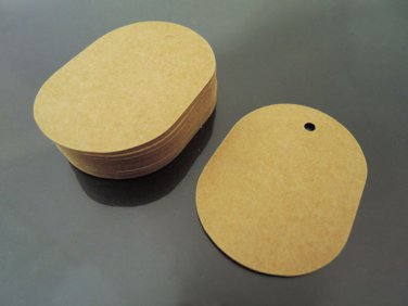 50pcs Kraft Paper Tags Hang Tag Round Oval Gift Tags