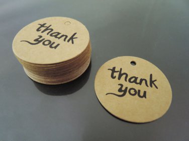 50pcs Kraft Paper Tags Hang Tag Thank You Round Circle Gift Tags