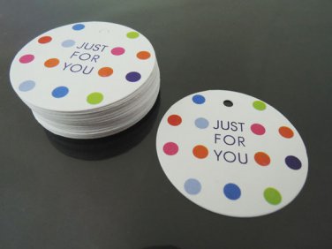 50pcs White Cardbroad Paper Tags Hang Tag Just For You Round Circle Gift Tags