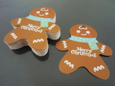 50pcs White Cardbroad Paper Tags Christmas Hang Tag Gingerbread Gift Tags
