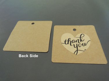25pcs Kraft Paper Tags Hang Tag Square Plain Tags with Thank You Sticker