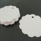 50pcs White Paper Tags Hang Tag Scalloped Circle Tag