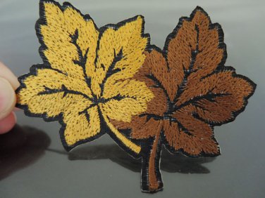 Brown Leaves Patches Iron On Patch Applique Embroidered Patch Sew On Patch