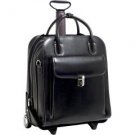 McKlein 15.4" LaGrange 2in1 Vertical Removable-Wheeled Leather Ladies Briefcase-Black