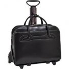 McKlein 17" Willowbrook 2in1 Removable-Wheeled Ladies' Leather Briefcase-Black