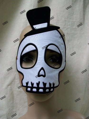 Fun Black White Skull Top Hat Skeleton Eye Mask Masquerade Day of Dead Dia De Los Muertos